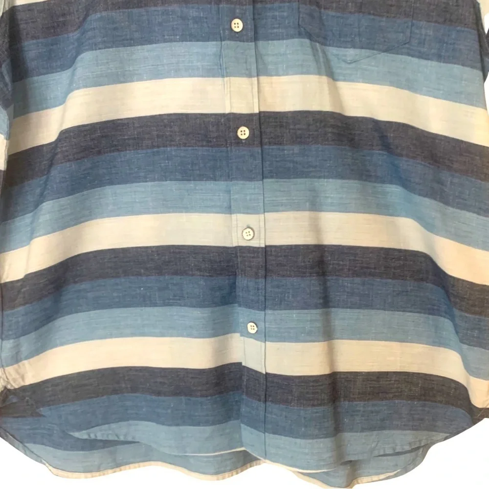 RAG & BONE Linen Blend Striped Button Down Shirt Short Sleeve Collar Casual XL
